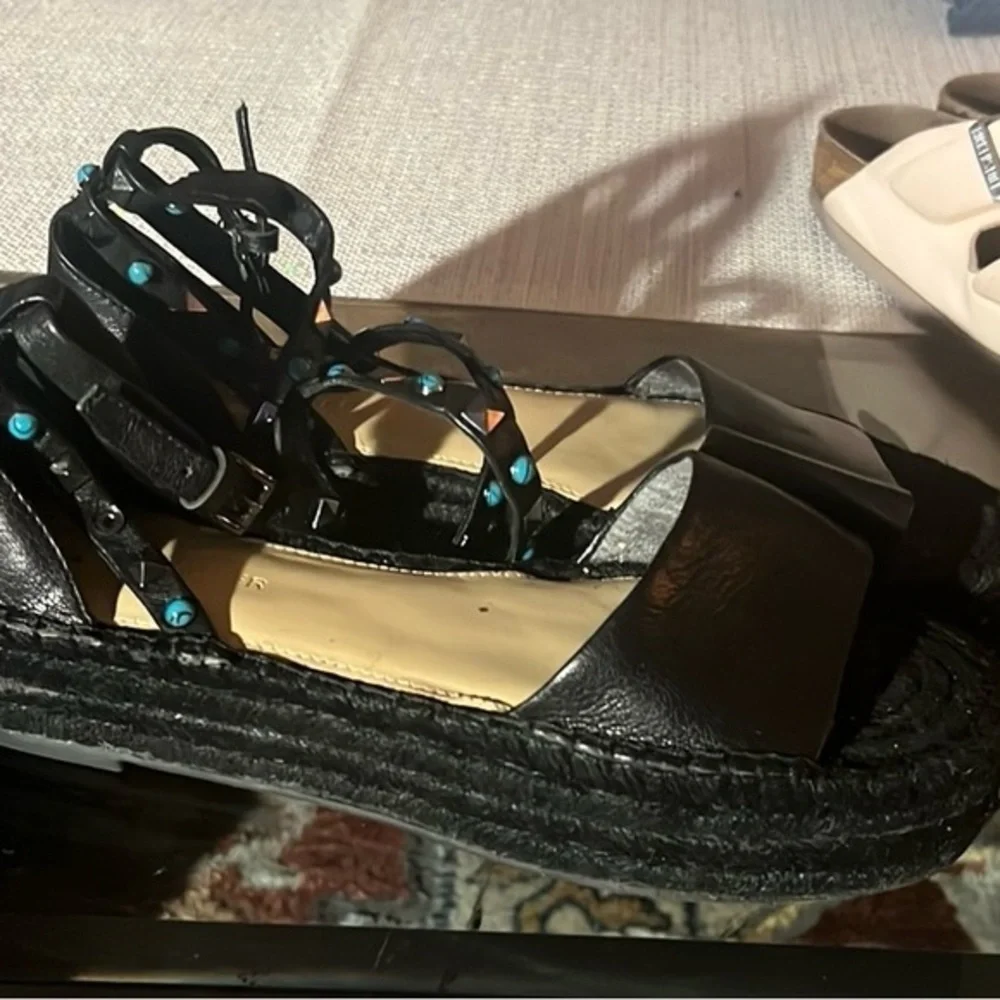 Women's Black Studded Platform Sandals